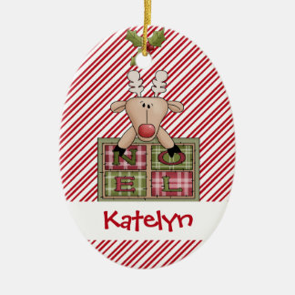 Christmastime Reindeer Noel Gift Ceramic Tree Decoration