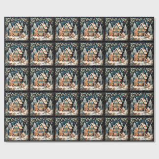 Christmastime, vintage holiday scene, wrapping paper