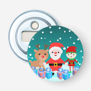 CHRISTMASTIME WITH SANTA AND HIS FRIENDS BOTTLE OPENER