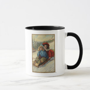 ChristmasTwo Little Girls Sledding Mug
