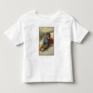 ChristmasTwo Little Girls Sledding Toddler T-Shirt