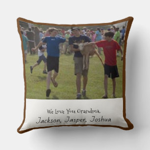 Christmasy Family Photo Red Green Plaid Dual Side Cushion