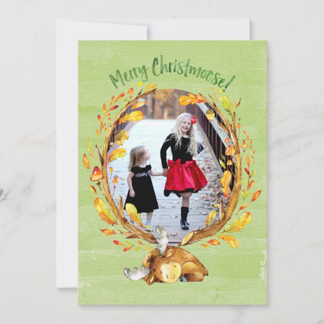 Christmoose Watercolor Greeting Card (Front)