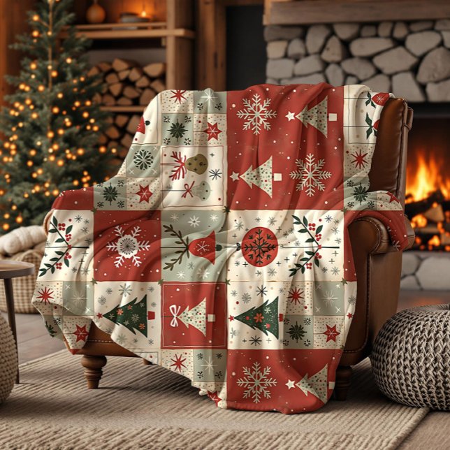 Christms Patchwork Quilt Fleece Blanket (Creator Uploaded)