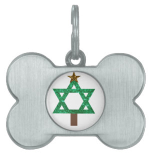 christmukkah christmas tree pet name tag