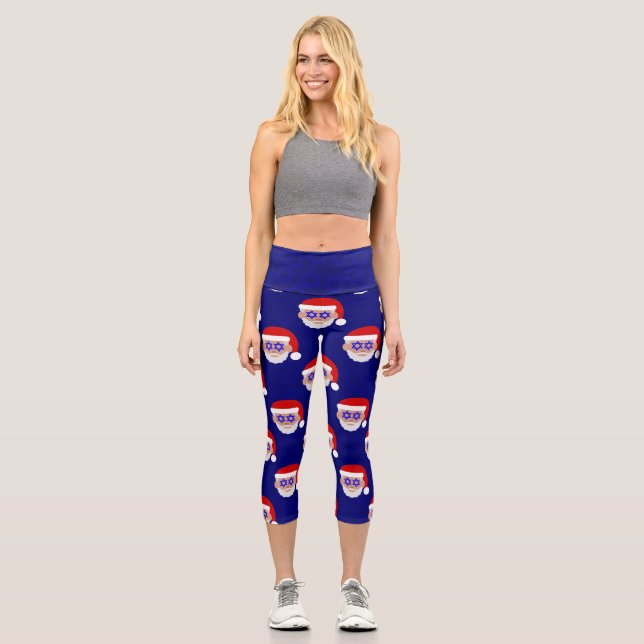 christmukkah interfaith hanukkah santa claus capri leggings (Front)