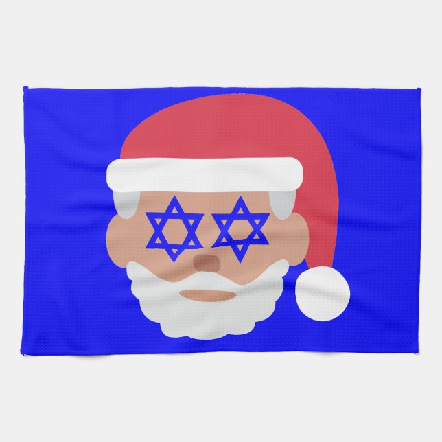 christmukkah santa claus emoji tea towel (Horizontal)