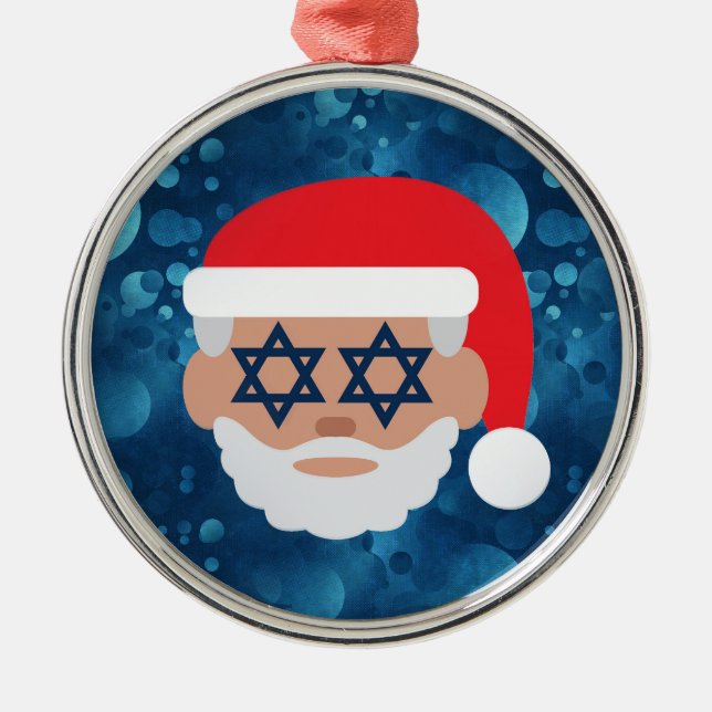 christmukkah santa emoji metal tree decoration (Front)