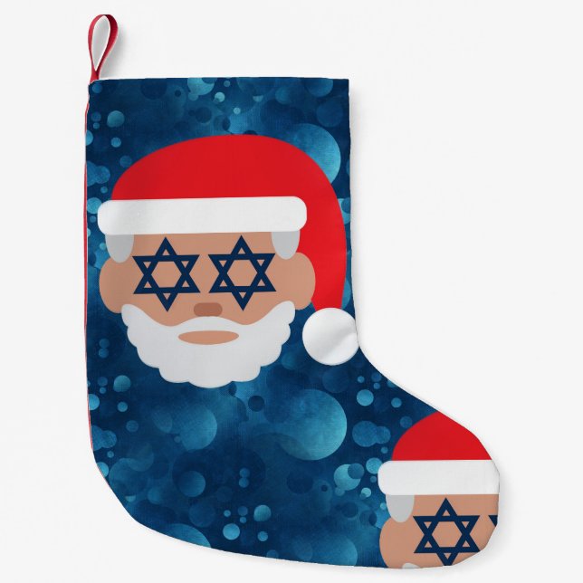 christmukkah santa emoji small christmas stocking (Front)
