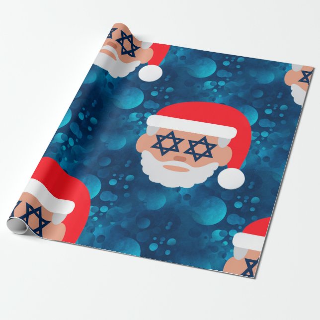 christmukkah santa emoji wrapping paper (Unrolled)