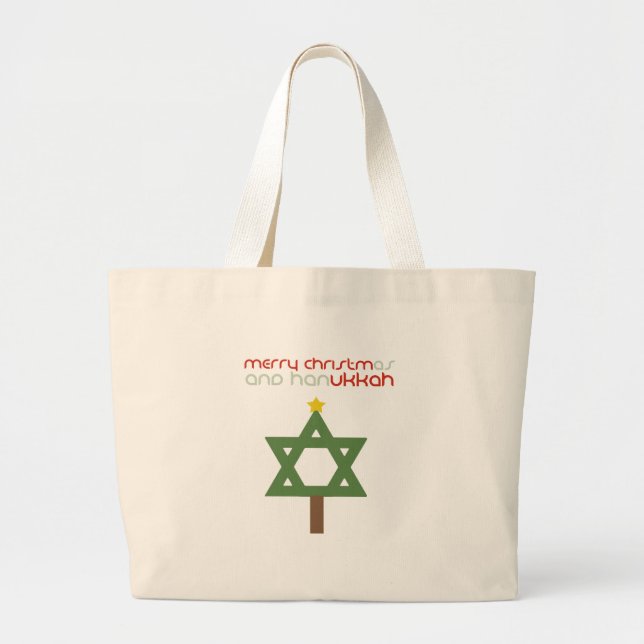 CHRISTMUKKAH TREE LARGE TOTE BAG (Front)