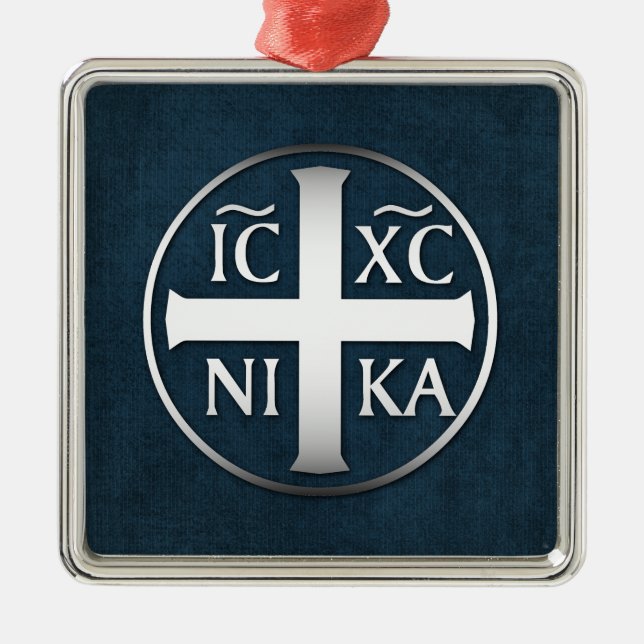 Christogram ICXC NIKA Jesus Conquers Metal Tree Decoration (Front)