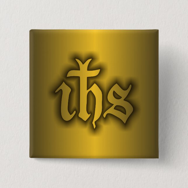Christogram (IHS) Gold 15 Cm Square Badge (Front)