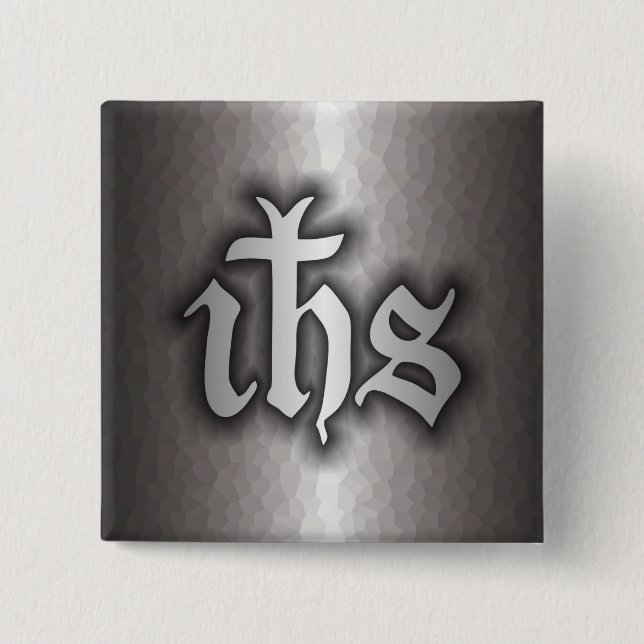 Christogram (IHS) Steel 15 Cm Square Badge (Front)