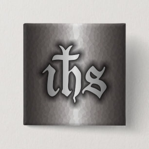 Christogram (IHS) Steel 15 Cm Square Badge
