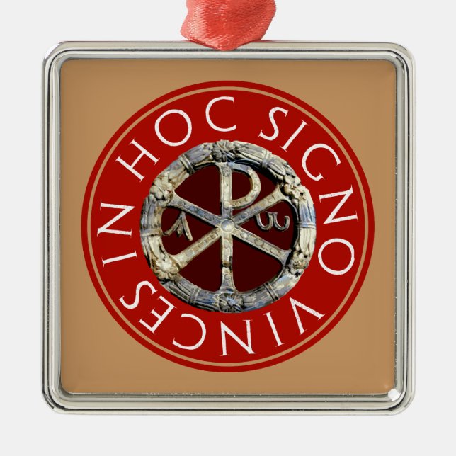 Christogram With Latin Text Metal Tree Decoration (Front)