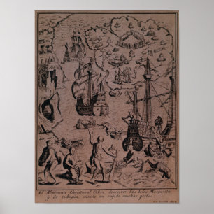 Christopher Colombus discovering the islands Poster