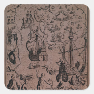 Christopher Colombus discovering the islands Square Sticker