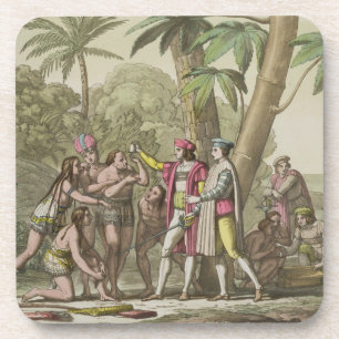 Christopher Columbus (1451-1506) with Native Ameri Coaster