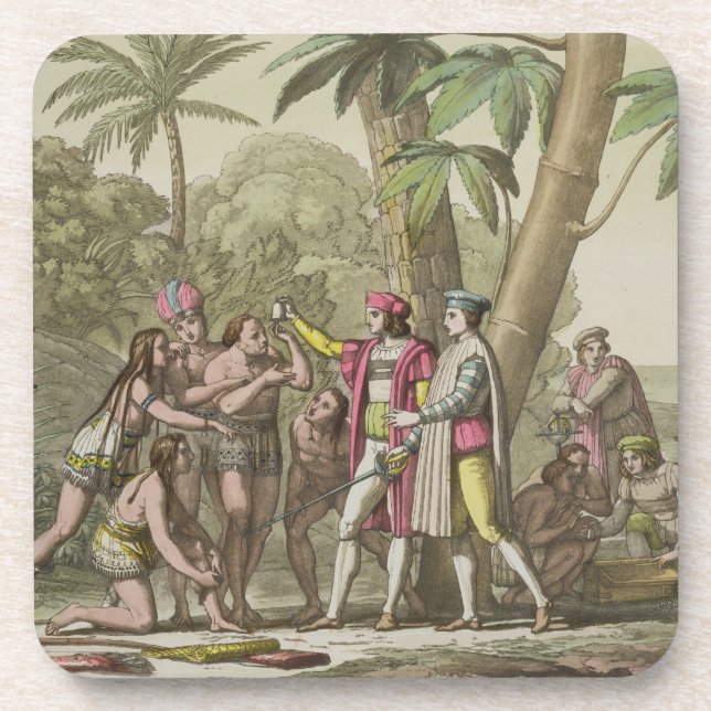 Christopher Columbus (1451-1506) with Native Ameri Coaster (Front)