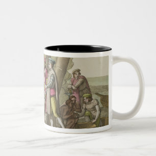Christopher Columbus (1451-1506) with Native Ameri Two-Tone Coffee Mug