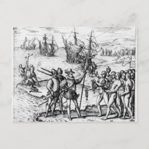 Christopher Columbus receiving gifts Postcard