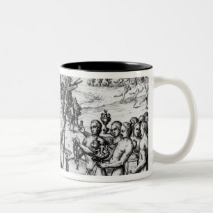 Christopher Columbus  receiving  gifts Two-Tone Coffee Mug