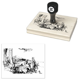 Christopher Robin, Pooh, and Gang Have Picnic Rubber Stamp