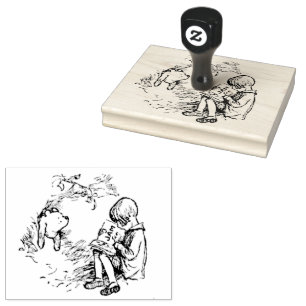Christopher Robin Reading to Pooh Rubber Stamp
