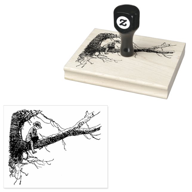 Christopher Robin Sitting in a Tree Rubber Stamp (Stamped)