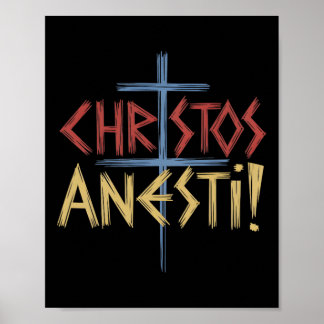 Christos Anesti Orthodox Christian Cross  Poster