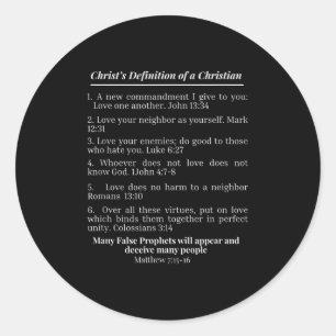 Christ's Definition Of A Christian Bible Verse Eva Classic Round Sticker