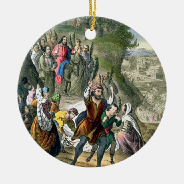 Christ's Triumphal Entry into Jerusalem, from a bi Ceramic Tree Decoration (Front)