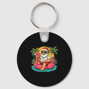 Chritmas In July Shirt Santa Flamingo Float Men Wo Key Ring