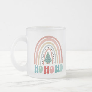 Chritmas rainbow tree with hohoho frosted glass coffee mug