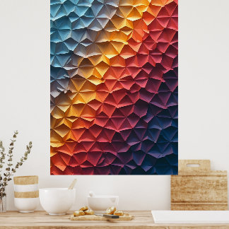 Chroma Fold: Geometric Prism Gradient Abstract Art Poster