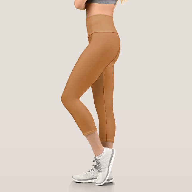 Chroma Textura - Rust High Waisted Capri Leggings (Left)