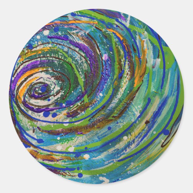 Chroma Vortex Abstract Art Classic Round Sticker (Front)