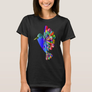 Chromatic Abstract Hummingbird Watercolor Bird Art T-Shirt