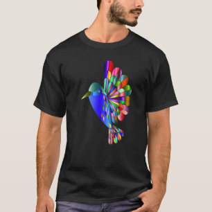 Chromatic Abstract Hummingbird Watercolor Bird Art T-Shirt