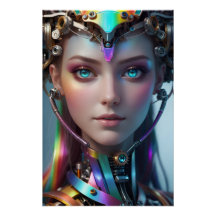 Chromatic Android Portrait — A Radiant Sci-Fi Worl