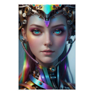 Chromatic Android Portrait — A Radiant Sci-Fi Worl Poster