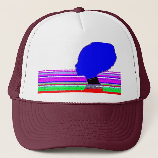 Chromatic Blue Profile – Pop Art Trucker Hat (Front)