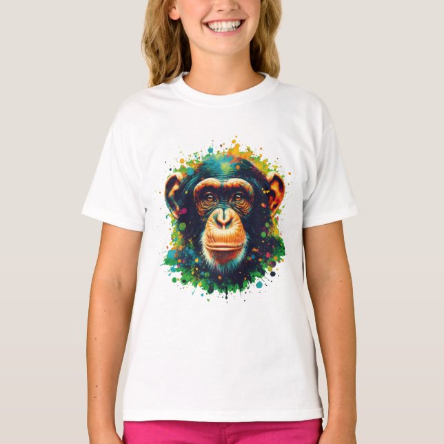 Chromatic Chimpanzee Art T-Shirt (Front)