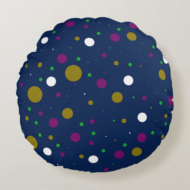 Chromatic Confetti Round Pillow (Front)