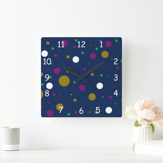 Chromatic Confetti  Square Wall Clock (Home)