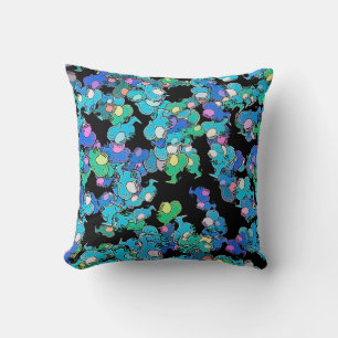 Chromatic Creatures Dance Wacky Pattern Cushion