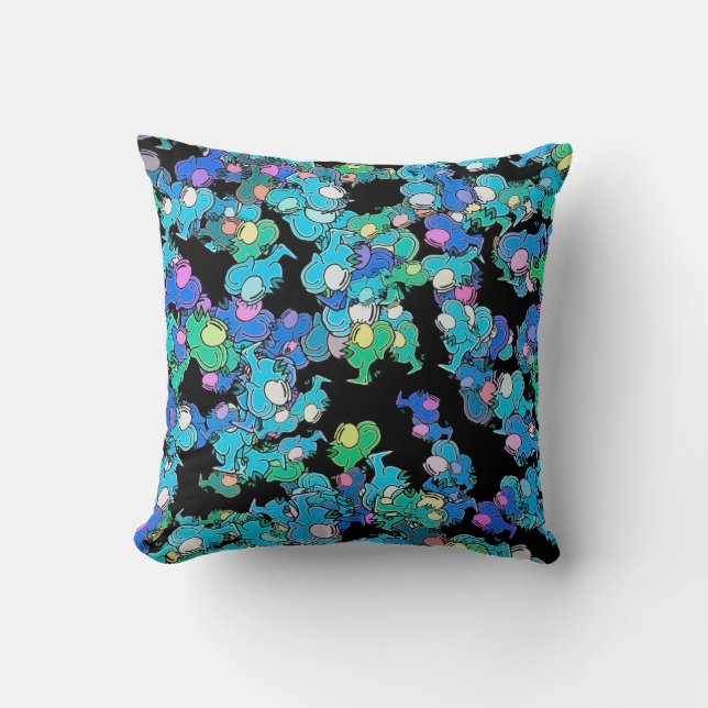 Chromatic Creatures Dance Wacky Pattern Cushion (Front)