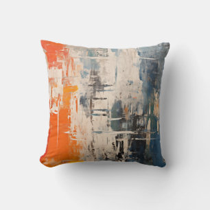 Chromatic Crossroads Abstract Digital Painting Cushion