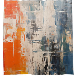 Chromatic Crossroads Abstract Digital Painting Shower Curtain